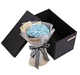 HYSUNG 19石鹸花の手作りバレンタインデークリエイティブギフトのエレガントで美しい花束 (青)