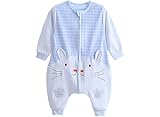 quavey Baby Sleeping Bagコットン長袖Wearable Blanket withフィート M(80cm) ブルー
