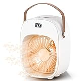 iEGrow 【ミスト加湿機能・LEDライト機能】卓上扇風機 USB充電式 3段階風量 15°上下角度調整 小型扇風機 3600mAhバッテ