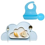 Efivs Arts 2点セット　食事マット　ベビービブ　子供用　食べこぼし　ブルー