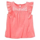 オシュコシュ OSHKOSH/ エンブロイダードラッフルスリーブトップ ネオン トップス半袖Tシャツ 4歳【並行輸入】