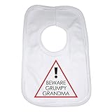 Beware Grumpy Grandma - Personalised Baby Bib for Boys, Girls (Unisex) - White by 2Personal