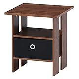 不二貿易(Fujiboeki) サイドテーブル ミディアムブラウン 幅39.5×奥行39.5cm 収納BOX付き 14634