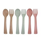 Travel Toddler Utensils Baby Training Forks & Spoons Set of 6 for Kids Self Feeding BPA Free Plastic