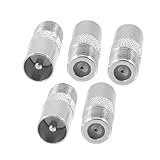 uxcell TVアダプター TVPALオスプラグコネクター 5個セット オス/メス シルバー色 金属