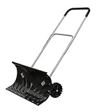 大型車輪付スノープッシャー 【新雪や少ない降雪時の除雪に/ハンドル長さ調節3段階/タイヤ付き】