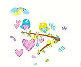Nursery Wall Decal, Nursery Bird Wall Decal, Heart , Butterfly tree Wall Decal [並行輸入品]