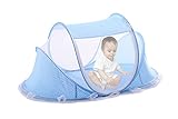 HIMOE 折りたたみ式蚊帳 ムカデや蚊 対策に/ワンタッチ/子供用ワンタッチ蚊帳 キッズ/ベビー コンパクト/収納 折りたたみ (ブルー)