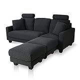 LOWYA （ロウヤ） ソファ カウチソファ 4way ポケットコイル ファブリック ヘッドレスト 天然木土台 ダークグレー おしゃれ 新生活