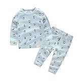 PANCY 子供服 春秋 トレーナー キッズ 長袖 ルームウェア ロングパンツ 上下セット 男の子 女の子 可愛い ペンギン柄 プリント(ライトブルー,150cm)