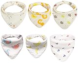 ヤング(Young) 上質 ベビー ビブ ハンカチ 両用 機能性 6枚セット 6重ガーゼ 綿100% 可愛い ユニセックス 柔らかい 吸湿 速乾ガーゼ スタイ よだれかけ 三角 出産祝い