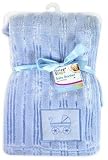 Luxury Soft Cute Baby Blanket Embroidery design 30? Washable 0months+ - Blue by First Steps