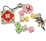 Bilipala Baby wooednビーズスレッド裁縫玩具クリエイティブ手目コーディネーションToy