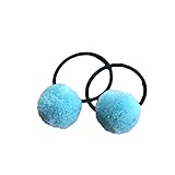 子供髪飾り ポンポン ヘアゴム かわいい 髪ゴム 女の子 ベビー ヘアアクセサリー キッズ カラフル 髪留め 2点セット (ブルー)