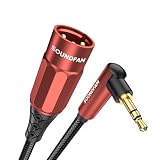 XLR 3.5mm 変換， SOUNDFAM 90度AUX to XLR (メス) マイクケーブル アンバランス90°3.5mm(オス) to キャノン (メス) マイクケーブル -バーガンディ (0.5M)