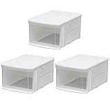 アイリスオーヤマ 収納ボックス チェストI 幅37.6×奥行52.8×高さ27.7cm ホワイト/クリア 3個セット MD