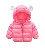 ダウンコート キッズ コート 子供服キッズ 中綿ジャケット 耳フード付き 赤ちゃん 男の子 女の子 可愛い ソフト 保温 暖かい お洒落 (110cm, ピンク)
