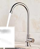 awxjx WashroomシンクミキサータップステンレススチールキッチンホットとコールドコールドAlone回転ランドリープール