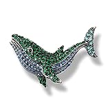 生き物 生物 ペット ブローチ バッチ ピンズ ((ラインストーン グリーン) くじら クジラ 鯨)