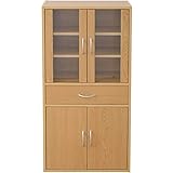 山善 食器棚 ライトブラウン 幅60×奥行29×高さ120ｃｍ シンプル＆コンパクト CCB-1260(LBR)