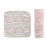 抱っこ紐用よだれカバー よだれカバー 2枚セット 抱っこ紐 よだれ カバー よだれカバー 抱っこ紐用 ベビーカー リバーシブル 綿100％ 柔らかい かわいい よだれパッド (うさぎピンク)