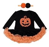 Effiku(エフィック) ベビー ハロウィン 衣装 かぼちゃロンパース チュチュスカート 仮装 コスチューム 女の子 パーティー ヘアバンド付き 3m-24m (S 60cm)