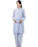 犬印本舗 Fairy フェアリー マタニティ パジャマ 授乳口付き ストライプ 柄 ナイティ 妊婦服 産前 産後 長袖 前開き アジャスター調節可 M ～ L ブルー 21891 21891202