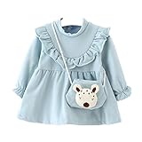 WIN キッズワンピース フォーマル女児 キッズ 服 子供 長袖 女の子 ガールズ ワンピース 韓国スタイル 結婚式 発表会 入園式 入学式 卒園式 卒業式 七五三 パーティー (100cm, ブルー