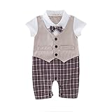 giminuo子供服 ベビー ロンパース フォーマル 赤ちゃん カバーオール 可愛い キッズ 男の子 ベビー服 新生児 出産祝い (90，6－12ヶ月, カーキ)