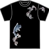 和柄Tシャツ登り鯉 黒 M M