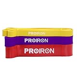PROIRON レジスタンスバンドトレーニング レジスタンスチューブ エクササイズバンド 筋力ストレッチ フィットネス 懸垂補助 天然ラテックス製 お得な 3本セット(黄色＋紫色＋赤色)