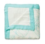 aden + anais rayon from bamboo fiber muslin dream blanket, azure - leady/solid white by aden + anais