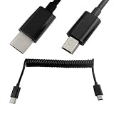ばねUSB Cケーブル、スパイラルコイル状 Mini 5 Pin オス to USB 3.1タイプC オス データ同期&充電ケーブル、コイル状USB Cケーブル