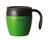 パール金属 マグカップ グラスグリーン 330ml 真空蓋付 カフェマグアンティーク HB-4034