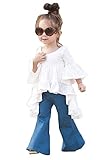 幼児用子供用女の子ホワイトドレスブルーフレアパンツコットン服服装&セット US サイズ: 3-4Years