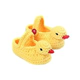 YUEGUANG ベビー靴 子供靴 靴下 ファーストシューズ キッズ ルームシューズ あったか 室内 春秋 ニット毛糸編みの幼児防寒靴 手編み 毛糸 手作り ニット 超可愛い (イエロー内寸11CM)