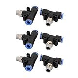 uxcell クイック継手 1/8BSP 3ウェイ 空気圧 エアクイック コネクタ 継手 6mmの穴径 6個入り
