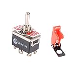 Fenteer 12V　車用　ダッシュライト　フリック　トグルスイッチ　切り替えスイッチ　オン/オフ　DPDT　2位置　ミサイル保護カバー