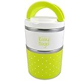 Insulated Stainless Steel Two Tier Bento Lunch Box for Kids and Adults. (Green) [並行輸入品]