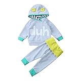 ベビー服　新生児　パーカー＋パンツ　セット　ファッション　帽子付き　パーカー　子供　暖かい　コート　男の子 (12-18M, グレー)