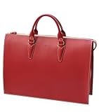 [ポルコロッソ] スクエアビジネスバッグA4E オリジナル栃木レザー 日本製 本革 レッド[nouki3]