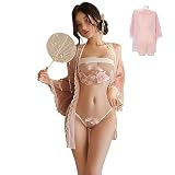 [Oceanmarina] 3点セット コスプレ コスチュームセット チュールルームウェア 古風漢服-8593 桜ピンク セクシーチュール ランジェリー コスチューム レディース 大人用 衣装 仮装 プレゼント ブラウス＋ビブス＋Tパンツ