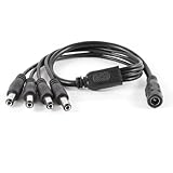 uxcell 電源コネクターケーブル　コード　ブラック　CCTV 5.5x2.1mm 1メスー4オス