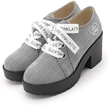 Amazon ピンク ラテ Pink Latte ロゴリボン 厚底 シューズ 02 23 5cm ブラック チェック 219 スリッポン