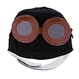 Perfk 柔らかい　ノベルティ　暖かい　子供　赤ちゃん　耳たぶ　黒　パイロット　帽子　保護耳　冬　キャップ　　ウール製