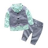 YUEGUANG ベビー服 男の子スーツ 洋服 キッズ フォーマルスーツ ジュニア　ボーイズ ファッション おしゃれ 男の子 スーツ 紳士服 卒業式 七五三 誕生日 入園式 (95cm, グリーン)