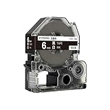キングジム用 テプラ PRO SD6K 6mm 黒テープ 白文字 強粘着 単品 互換テープ テプラPRO用 テープカートリッジ