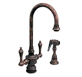 Whitehaus WHKSDLV3-8104-PTR Vintage-3 5 1/4-Inch Dual Handle Bar Faucet with Short Gooseneck Spout, 