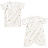 ミキハウス（ベビー）(mikihouse) ピュアベール 天使のはぐ どうぶつとクローバー柄の天竺短肌着＆天竺コンビ肌着 ２枚セット 60cm 白（01）