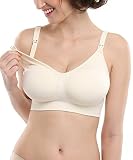 ウィングスラブ（WingsLove）マタニティ授乳ブラジャー前開き妊婦産前産後ベージュ綿無縫ノンワイヤー2Wayオープン（クリーム、XL）